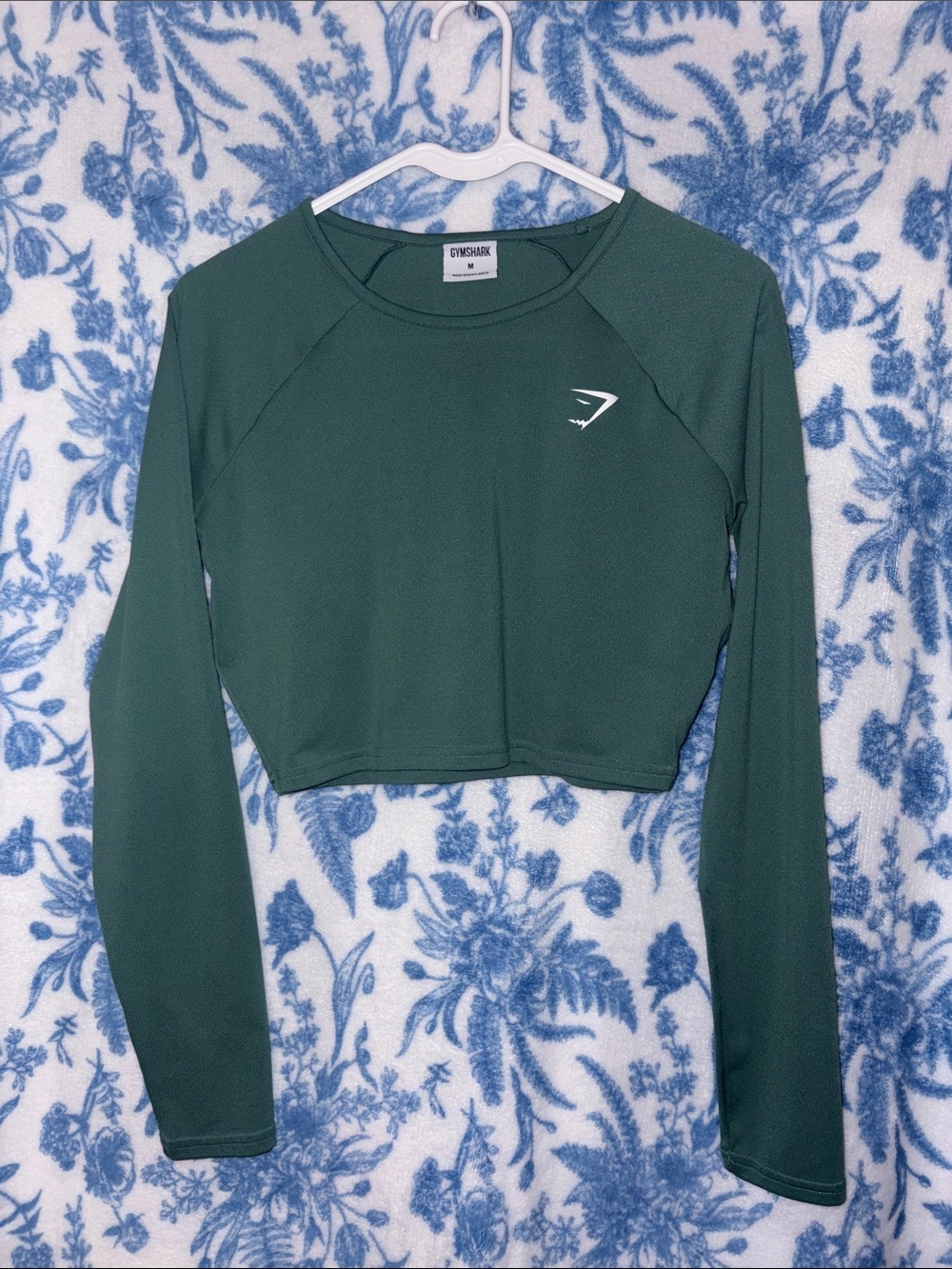 Gymshark Women's SEAFOAM GREEN Cropped Long-Sleeve Top